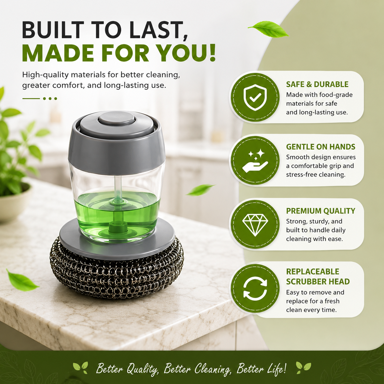 2-in-1 Soap Dispensing Dish Scrubber