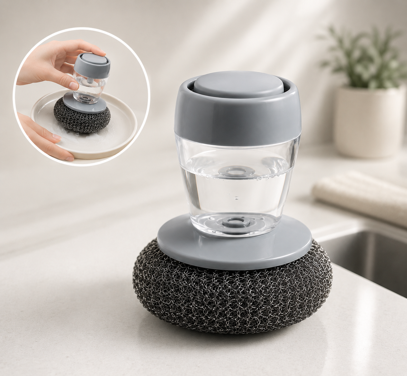 2-in-1 Soap Dispensing Dish Scrubber